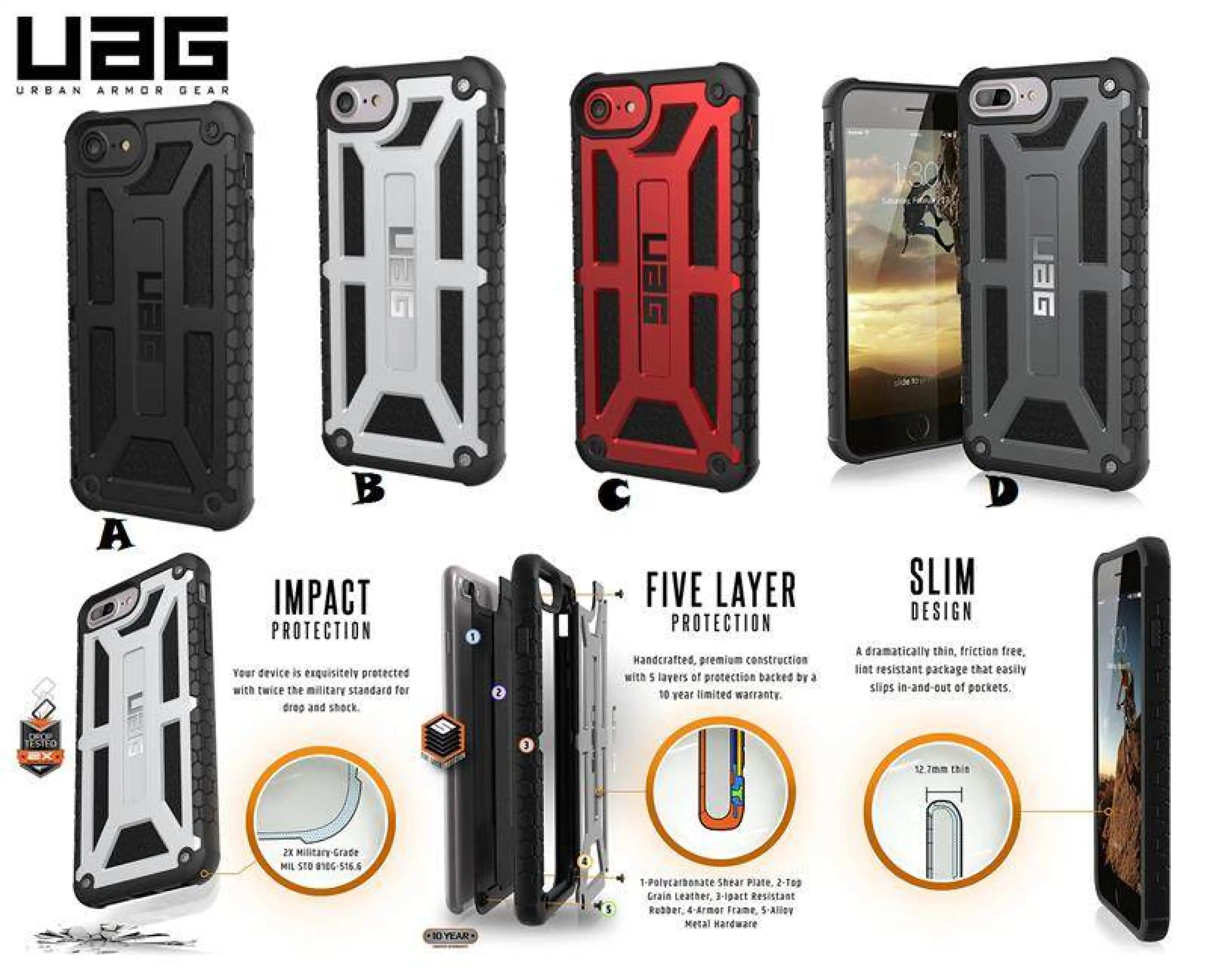 BKKONLINE iPhone SE (2020) / iPhone 7 / 8 (Ship from Thailand) UAG Monarch RBAN ARMOR GEAR UAG Case Plyo Rugged Translucent Ultra-Thin Military Grade Rugged Drop Tested Shockproof Protective Back Cover For iPhone UAG Case Back Cover