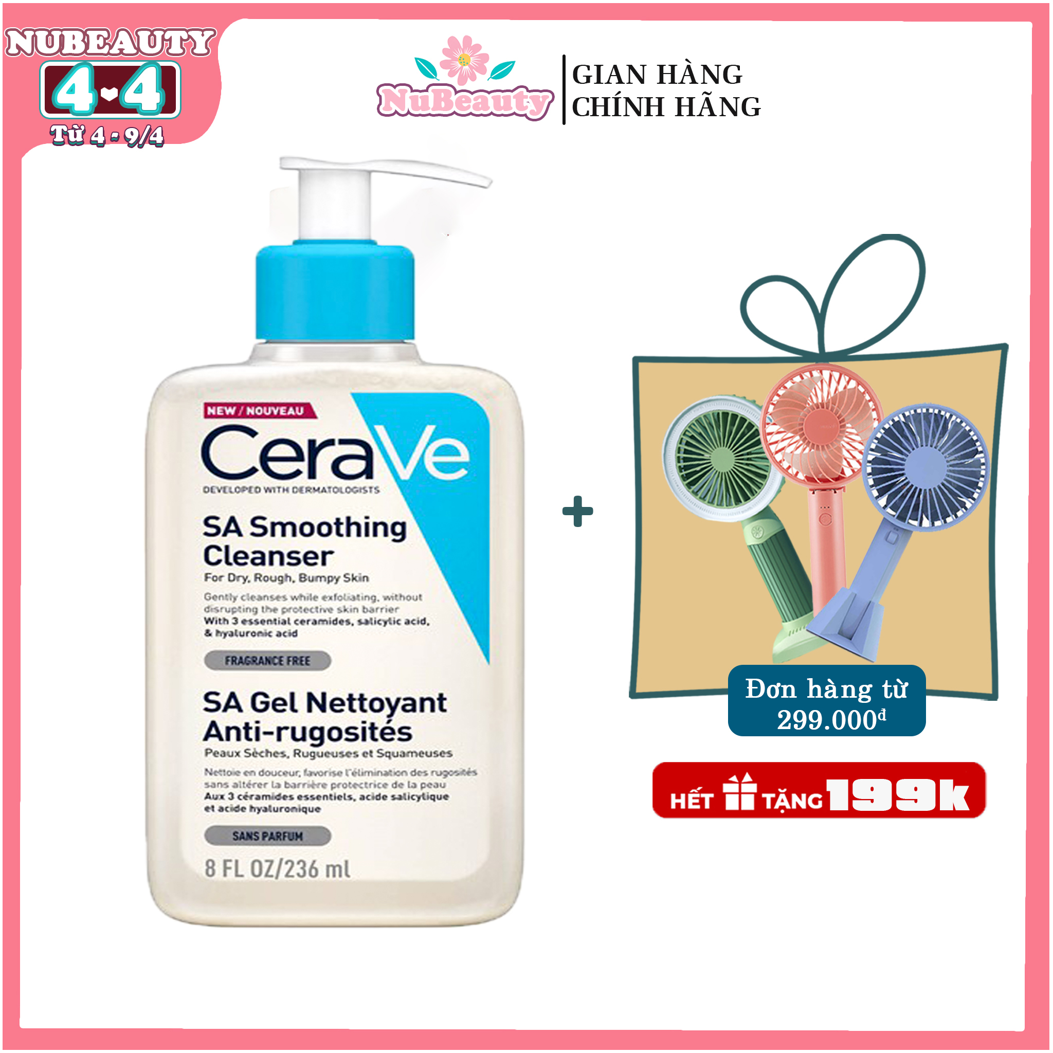 "Chính hãng" Sữa rửa mặt cerave sa smoothing cleanser cho da nhạy cảm yếu mỏng srm cerave cho da mụn