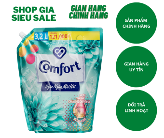 Nước xả vải  Đậm Đặc ngăn mùi hôi - hương tươi mát túi 3.2 lít