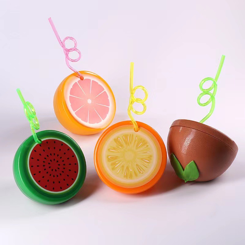 Bình nước hình trái cây có ống hút 550ml siêu xinh