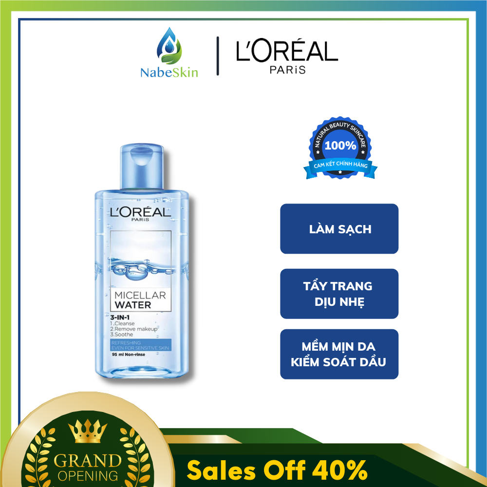 Nước tẩy trang L'Oreal tươi mát màu xanh nhạt 95ml