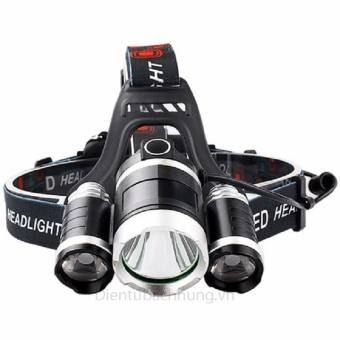Đèn pin đội đầu 3 bóng siêu sáng kèm củ sạc bin tiện dụng