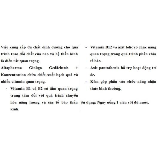 Hàng Đức Ginkgo altapharma hộp 40 viên