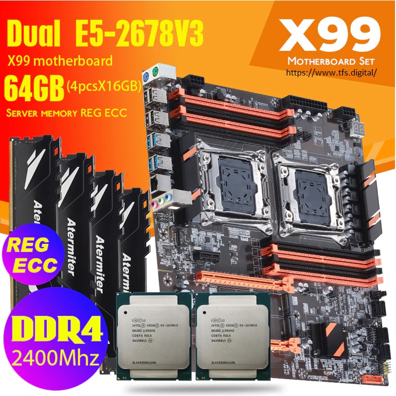 Combo mainboard x99 dual e5-2678v3 - xeon v3, v4