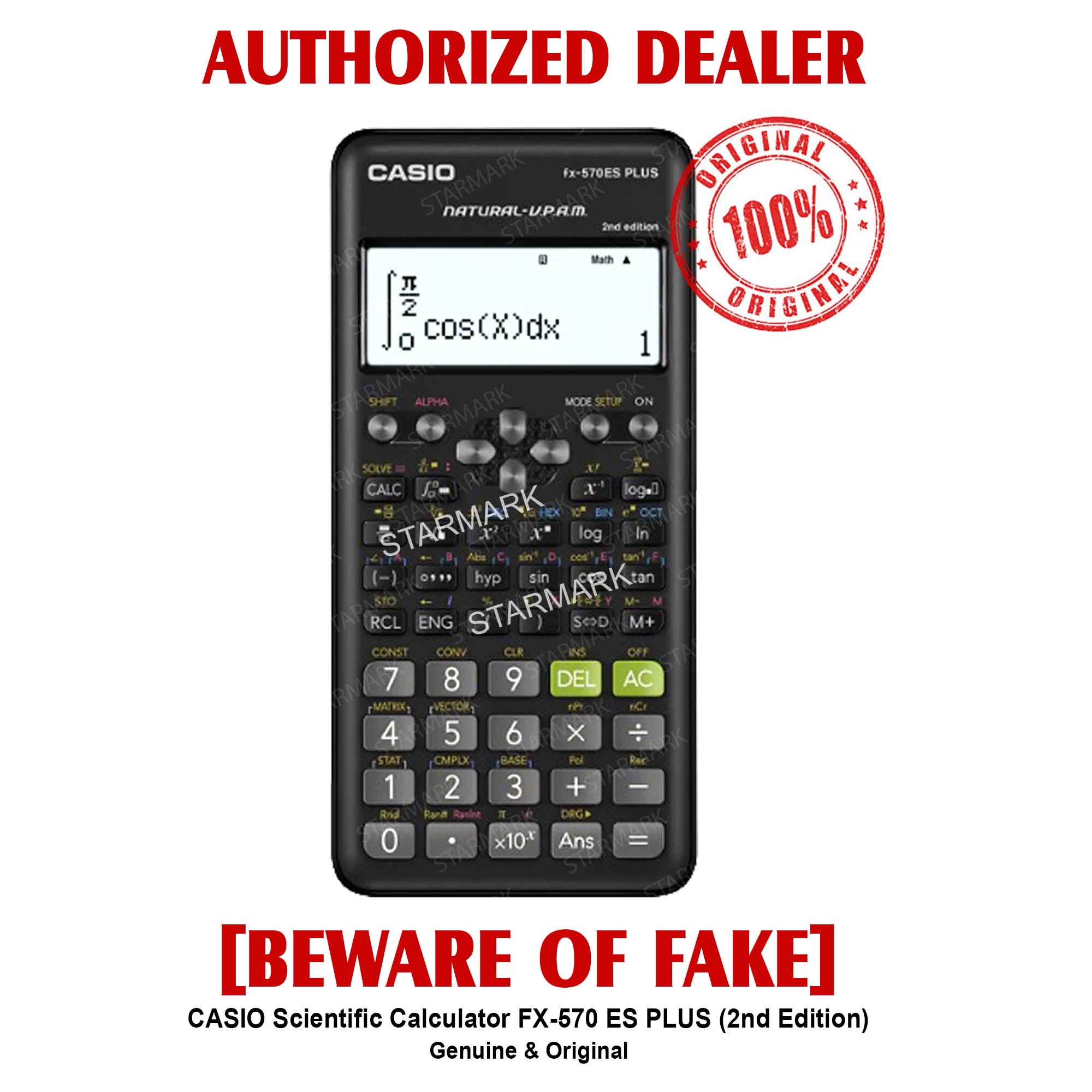 Casio Scientific Calculator FX-570ES Plus 2nd Edition Calculators Heavy Duty FX570ES Plus FX 570 ES Plus 2nd Edition - 1 Unit - Genuine and Original