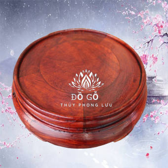 Đế kê gỗ Hương-Kỷ tròn gỗ hương đỏ Kỷ tròn-Đôn tròn không chân-Đế bát hương (đồ thờ gỗ, kê bát hương)  -Vỹ Ngọc