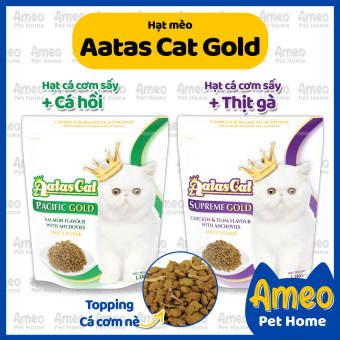 Hạt mèo AATAS CAT Gold mix cá cơm sấy, thức ăn mèo AATAS có topping túi 1,2kg - Ameo Pet Home