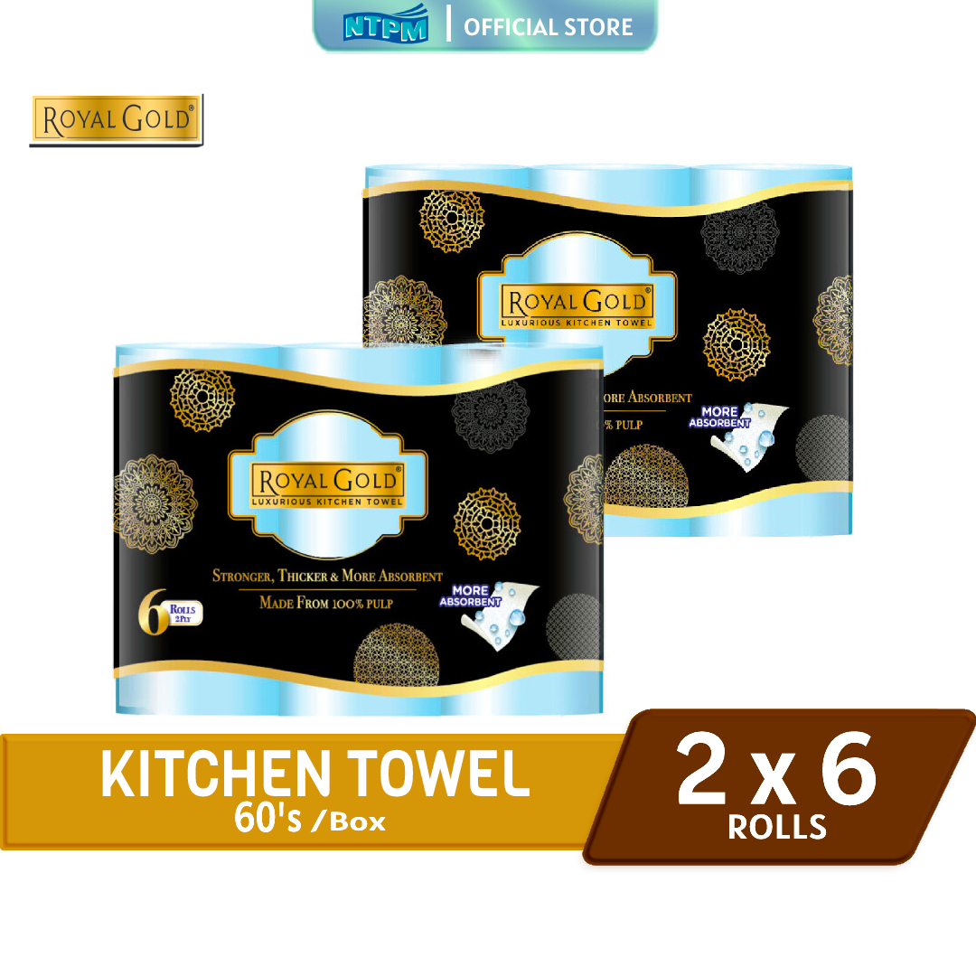 Royal Gold Kitchen Towel 60 sheets x 6 Rolls x 2 packs