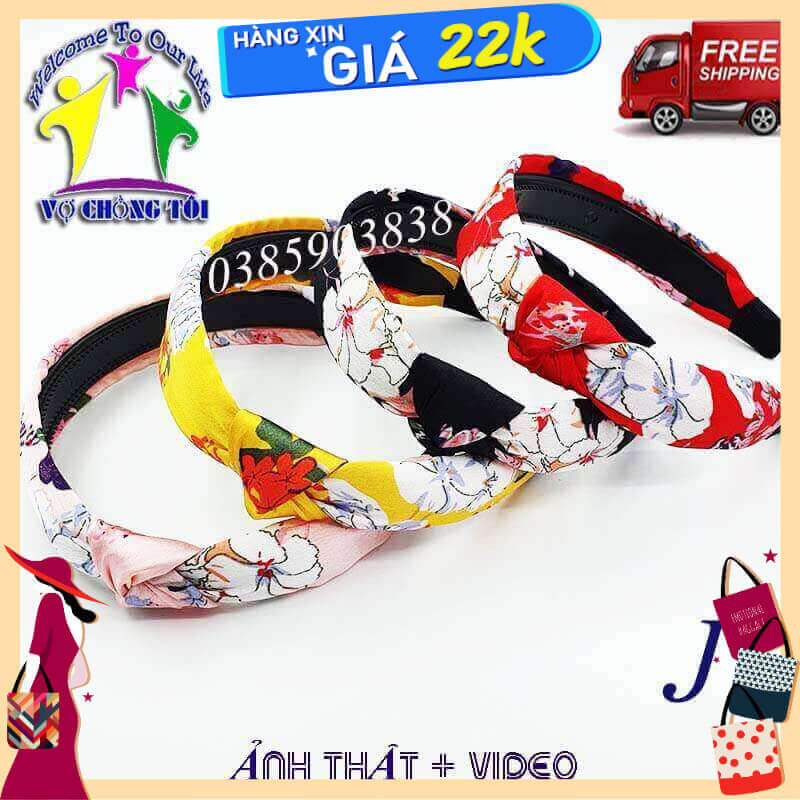 Băng đô nữ vintage, phụ kiện nữ Hàn Quốc, cài tóc nữ bánh ú, bờm tóc bé gái nút thắt bông hoa - thương hiệu Vợ Chồng Tôi