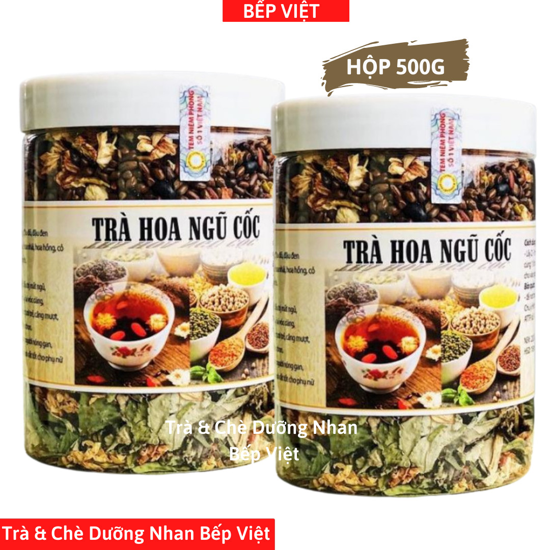 Trà hoa ngũ cốc hộp 500g, trà giảm cân, mát gan, thanh lọc cơ thể