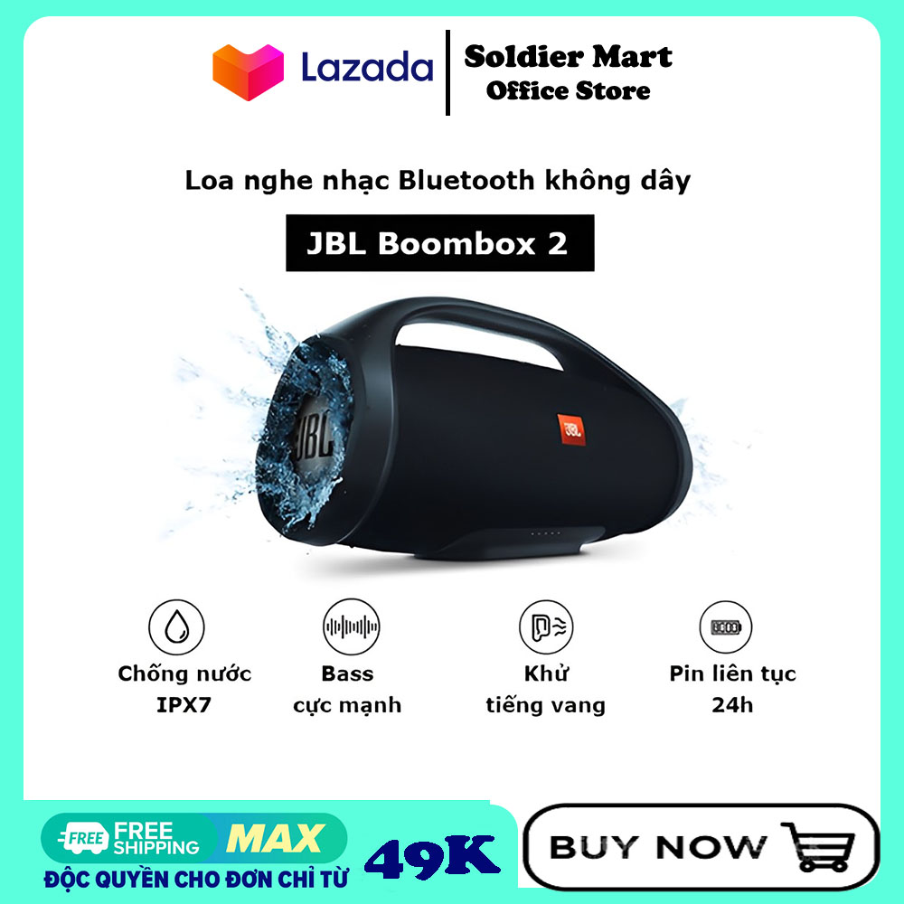 (Freeship) Loa Bluetooth JBL Boombox 2 Mới Nhất - Âm Thanh Siêu Bass Cực Mạnh Chống Nước IPX7 Loa Ka