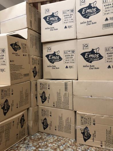 1 thùng 30 bịch giấy ăn vuông Emos 100 tờ khổ lớn 33x33cm