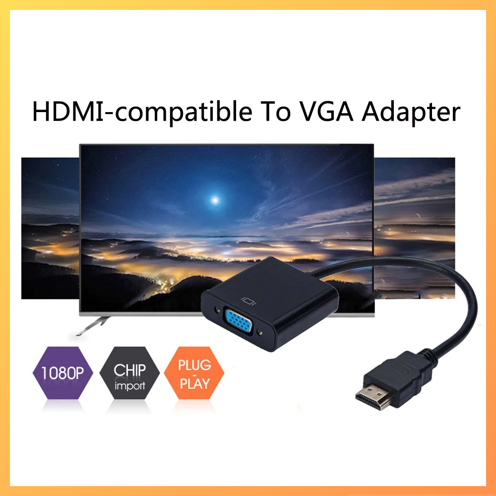 HD 1080P Digital to Analog Converter Cable HDMI-compatible to VGA Adapter For PS4 PC Laptop TV Box to Projector Display