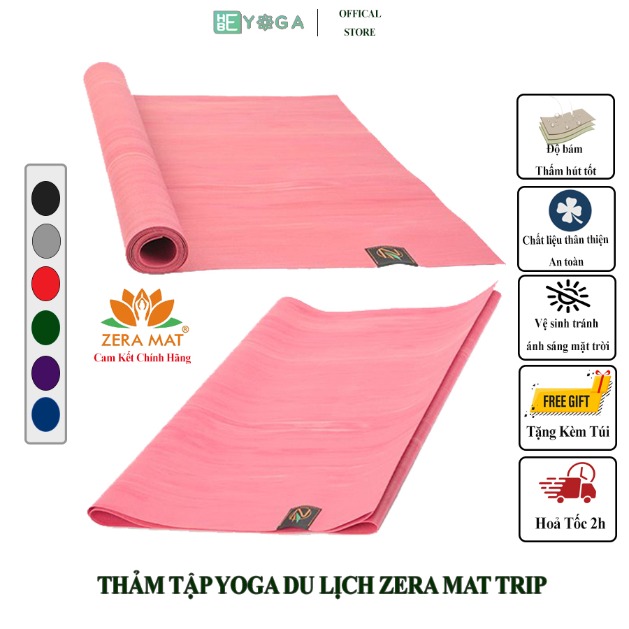 Thảm yoga du lich hebeyoga zera mat cao cấp siêu bám tặng kèm túi
