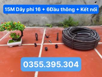 Dây thông cống 15M lò xo dùng kết nối máy khoan ( 15M Dây phi 16 + 6đầu thông+ kết nối )