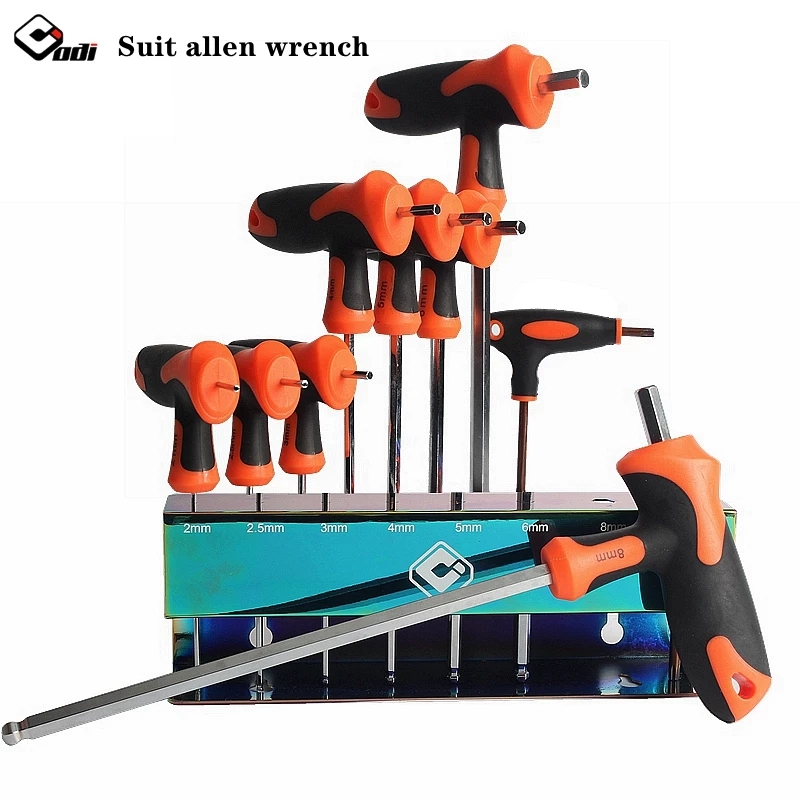 Odi cờ lê lục giác tay cầm chữ t xe đạp bộ 8 chiếc dụng cụ bảo trì chìa khóa allen thông dụng cờ lê bi torx sức mạnh dụng cụ cầm tay sửa chữa