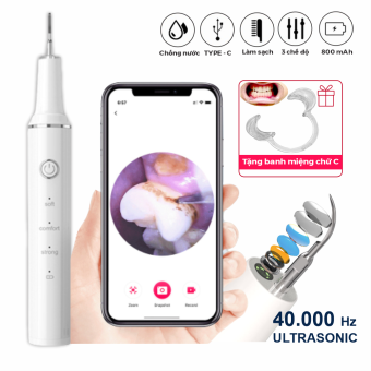 Máy lấy cao răng, cạo vôi răng siêu âm cầm tay - Ultrasonic, 40.000 Hz, làm giảm hôi miệng, sạc Type-C, tự lấy cao răng tại nhà,siêu tiện lợi