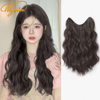 Xoăn Dài clip trong một mảnh tổng hợp 55cm tóc Mở rộng 4 Clip Tóc Giả mẩu tóc đen