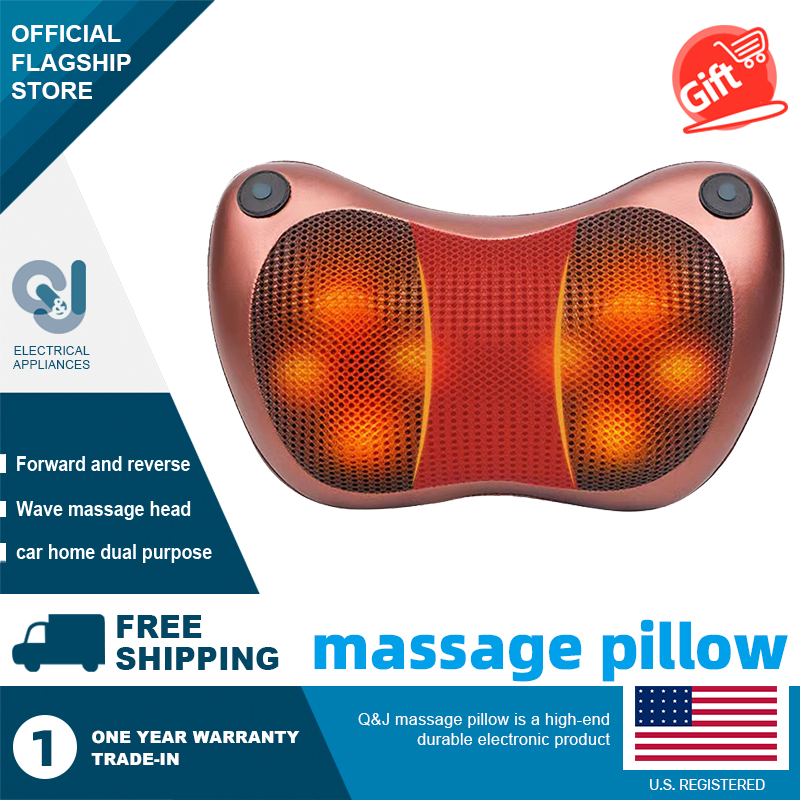 Gambar [Local Warranty] Q J Massage Pillow Multifunctional Shiatsu Neck Massage Pillow Home Car Office Electronic Body Massager foot massage machine massager machine slimming body weight loss???