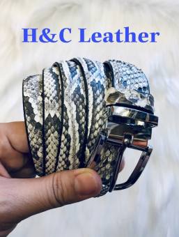 Dây thắt lưng (dây nịt) nữ da trăn thật 100%, màu tự nhiên, 2.5cm