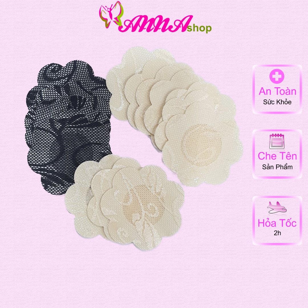 [HCM]30 Miếng dán ngực nữ vải ren miếng dán ti ngực vải ren hình hoa mai cao cấp dùng 1 lần nhỏ gọn tiện lợi thay áo ngực thoải mái đi mưa tắm biển (MS 01002) Anna Shop