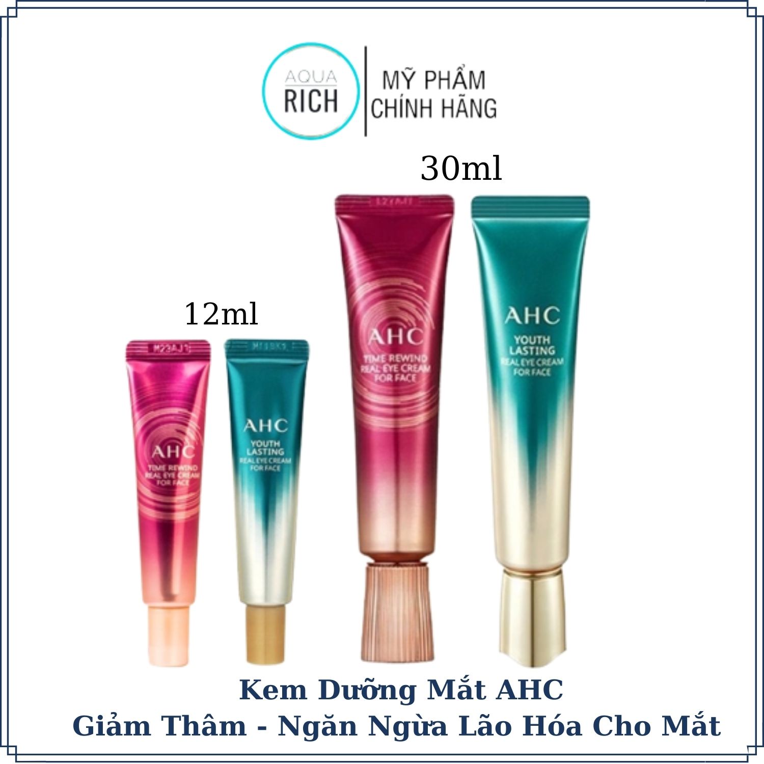 Kem Dưỡng Mắt AHC Ageless Real Eye Cream For Face Kem dưỡng mắt, cải thiện quầng thâm nếp nhăn 12ml &30ml