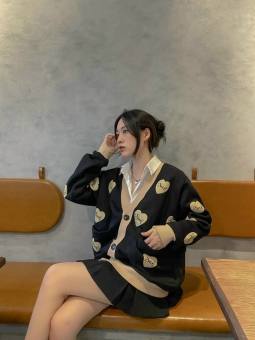 ÁO KHOÁC CARDIGAN NỮ HÌNH TRÁI TIM. ÁO KHOÁC CARDIGAN NỈ NGOẠI-TP