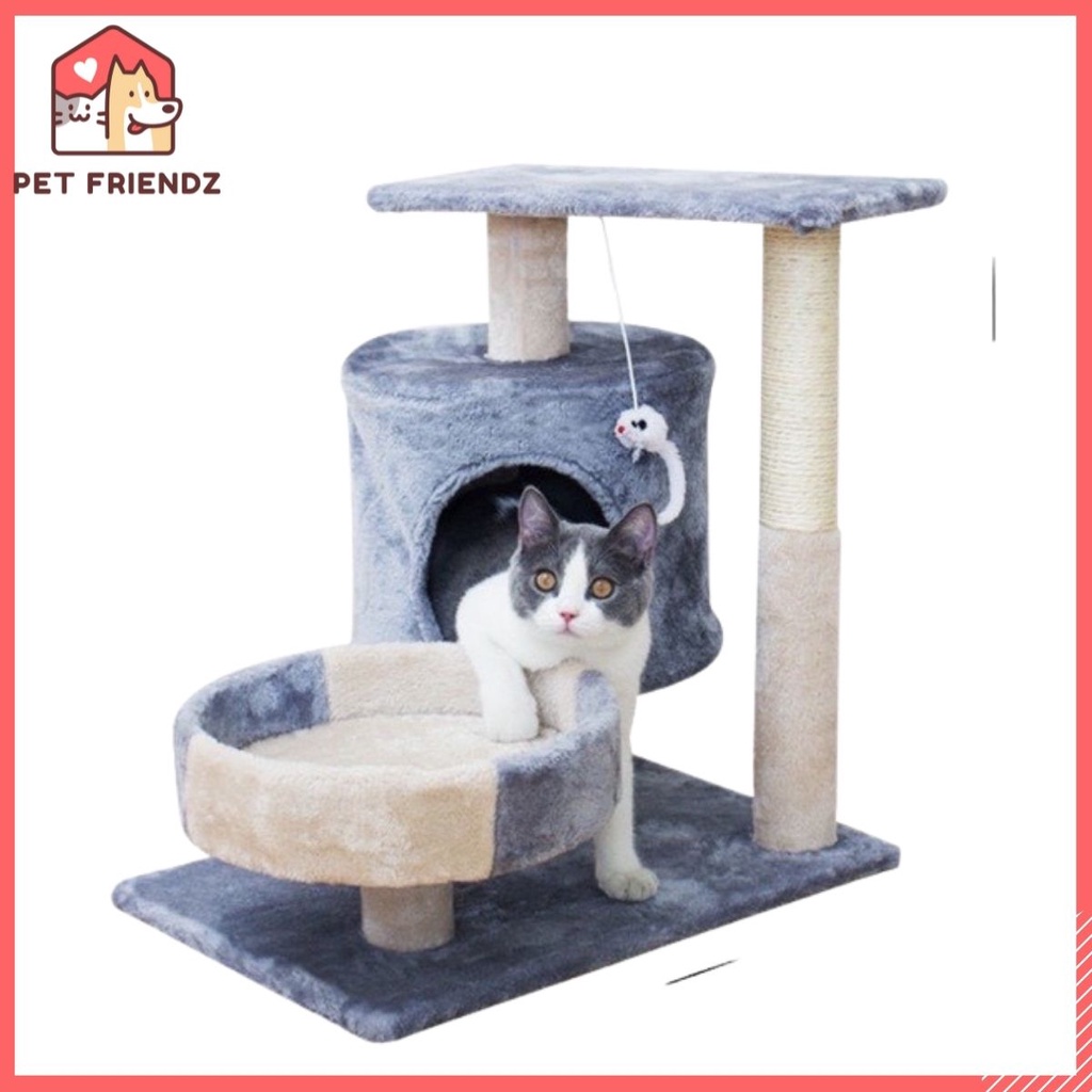 Home Tree for cat-CatTree home Cat 3 floor with cylindrical rake claw for cat maid cat down is the risk of suffering from obesity - 6