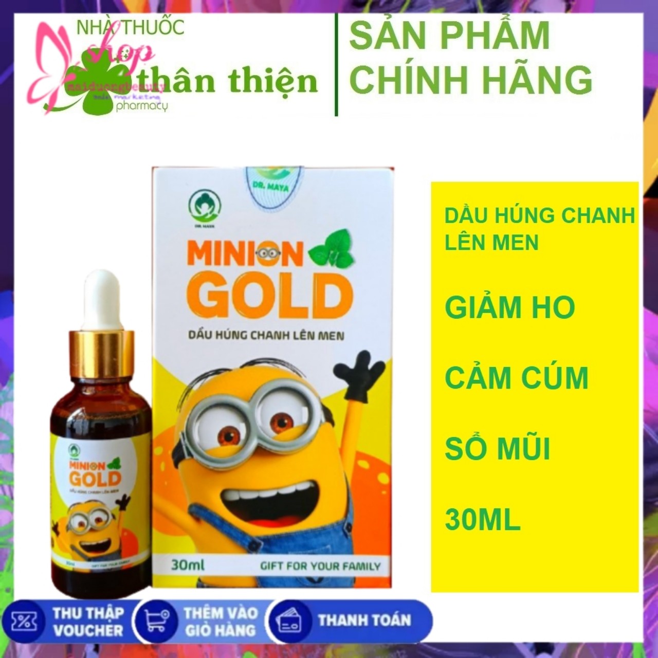 Tinh Dầu Húng Chanh Minion gold - Mẫu Mới Nhất  (HÀNG CHUẨN DATE MỚI)