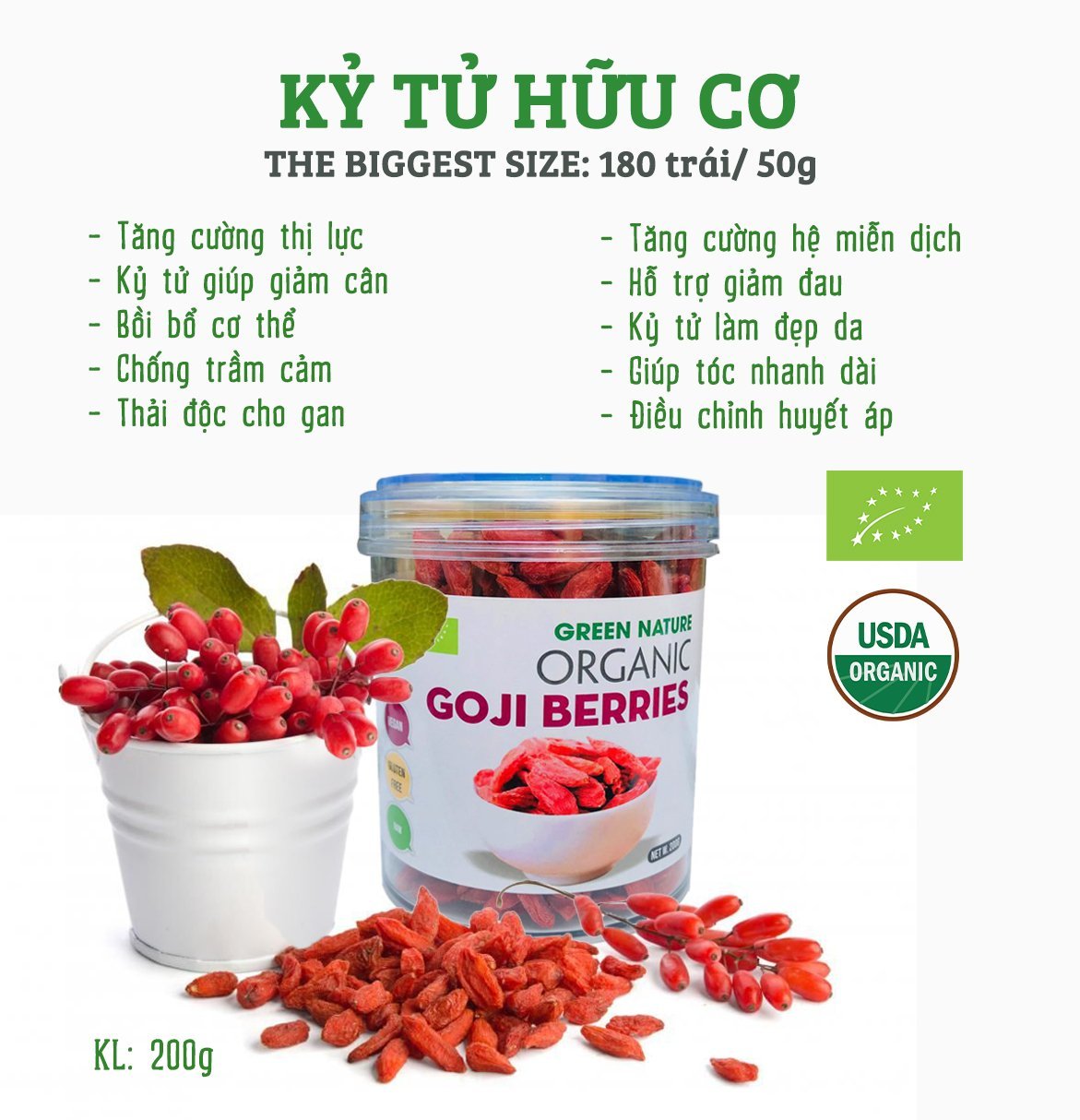 Trái Kỉ Tử Hữu Cơ Green Nature 200g
