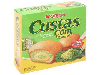 Bánh Custas Orion Kem Cốm Hà Nội Cốm Sen (Hộp 12 cái)