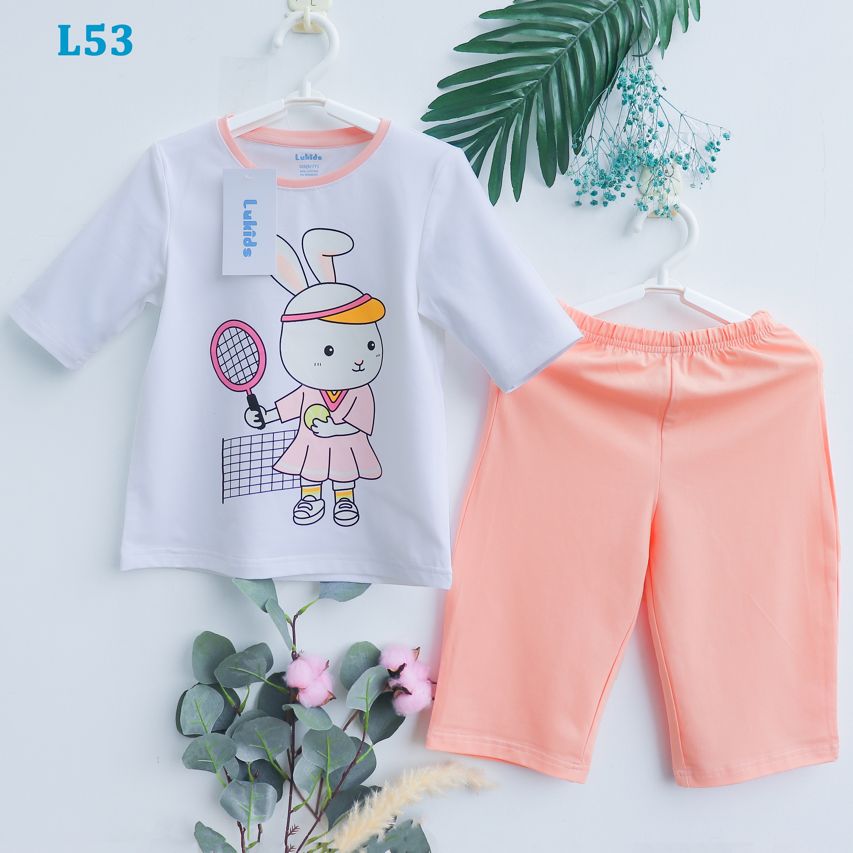 Bộ lửng bé gái lukids, cotton 100% co giãn 4 chiều, l53