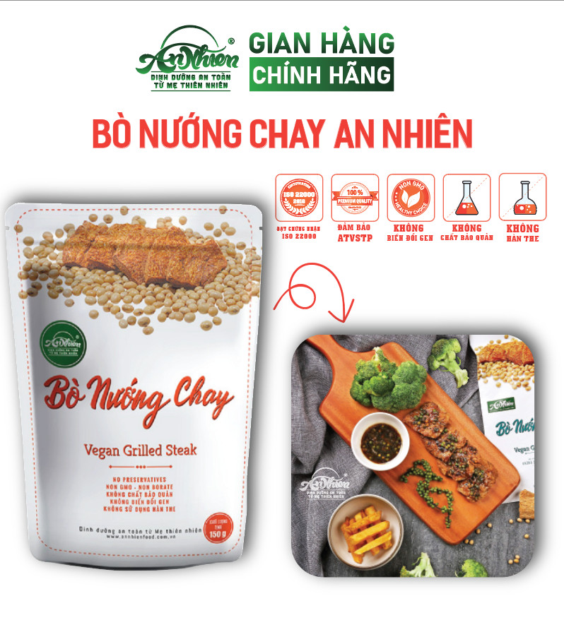 HÀNG CÔNG TY, Bò Nướng Chay An Nhiên 150g, Thịt Chay, Thực Phẩm Chay Dinh Dưỡng,Healthy