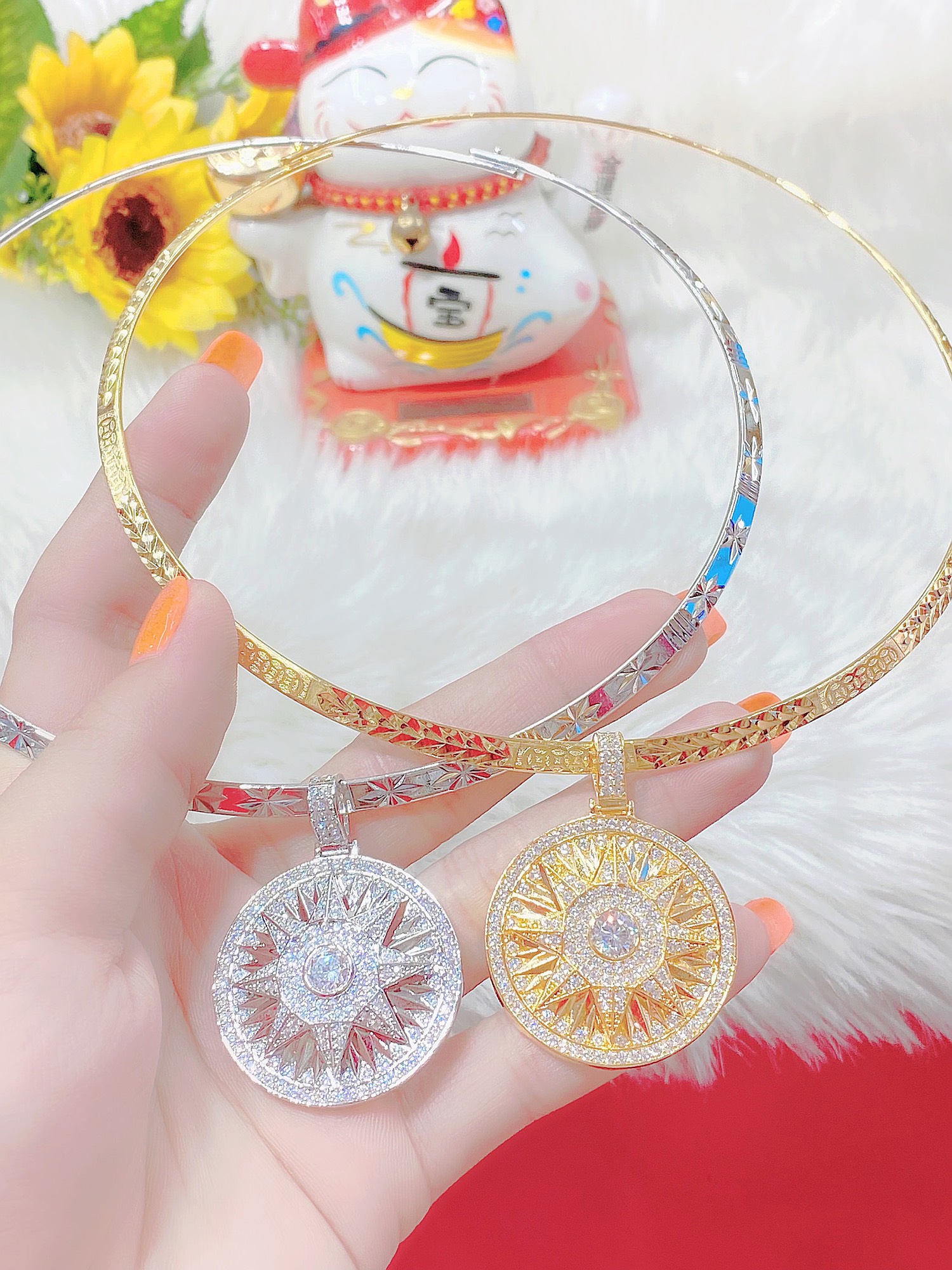 Kiềng cổ mặt xoàn mja 18k cao cấp h818