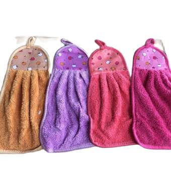 Khăn lau tay nhà bếp dễ thương có móc treo tường cotton thấm hút tốt