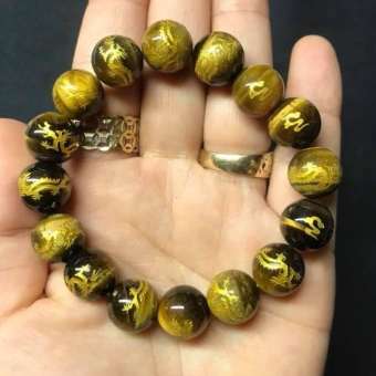 VÒNG TAY ĐÁ MẮT HỔ CHẠM RỒNG 12 LI ( VIP)