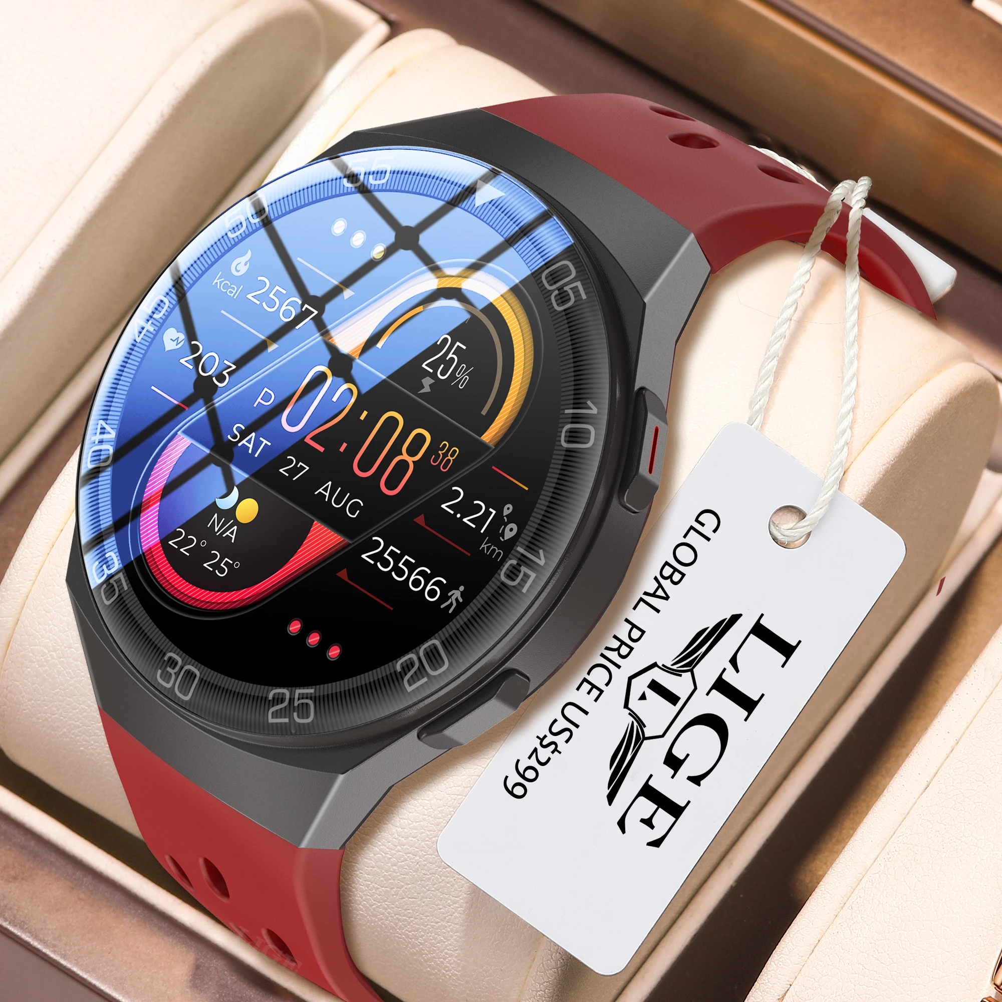 LIGE đồng hồ cho nam Màn hình cảm ứng đầy đủ 1,28 inch đồng hồ đeo tay nữ Thể thao Đồng hồ thông minh Nam nữ Nhịp tim Huyết áp Thể dục Theo dõi đồng hồ nữ chống nước Cho Android IOS + Hộp