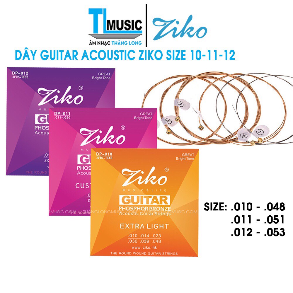 ZIKO DP Series- Bộ Dây Đàn Guitar Acoustic Phosphor Bronze Ziko DP-010 DP