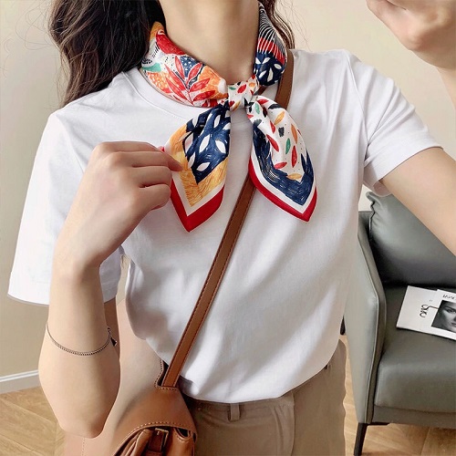 Khăn vuông lụa cao cấp - quàng cổ - thắt nơ - khăn vuông lụa 70x70 cm quấn túi linh linh silk