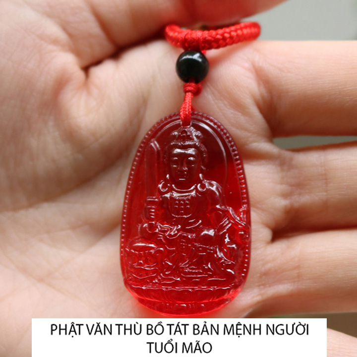 TẶNG kèm dây dù 3ly - Dây chuyền mặt phật Văn Thù Bồ Tát size nhỏ 3.7cm x 2.4cm - Bản mệnh người tuổi mão MS18032022
