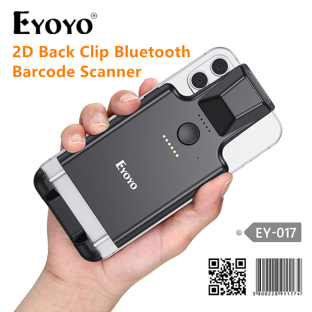 Eyoyo Máy Quét Mã Vạch Bluetooth Kẹp Sau 2D Hoạt Động Với Điện Thoại, Máy Đọc Mã Vạch Di Động Với Chức Năng Bluetooth Máy Quét Hình Ảnh QR 1D 2D PDF417 Quét Mã Ma Trận Dữ Liệu Maxicode Tương Thích Với Hệ Thống Android, IOS