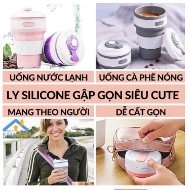 Ly giữ nhiêt cốc giữ nhiệt gấp gọn Silicon bỏ túi