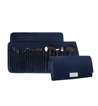 Bộ cọ chuyên nghiệp vacosi 24 cây, bóp da xanh