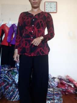 Bộ bà ba bông quần đen ống rộng