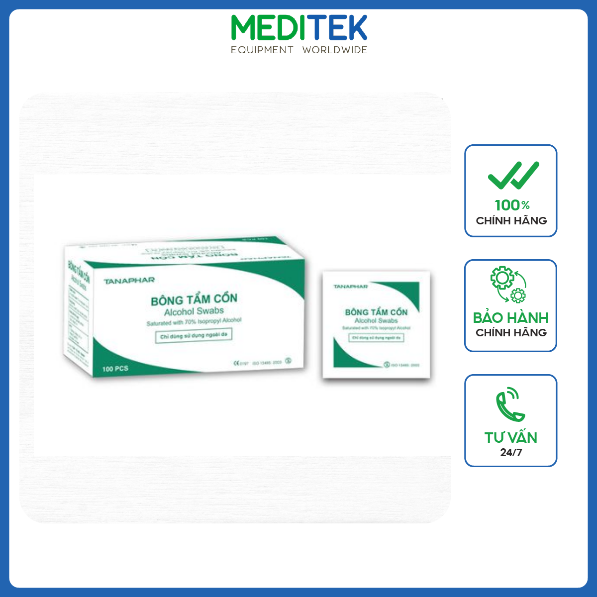 Bông tẩm cồn Tanaphar Hộp 100 miếng