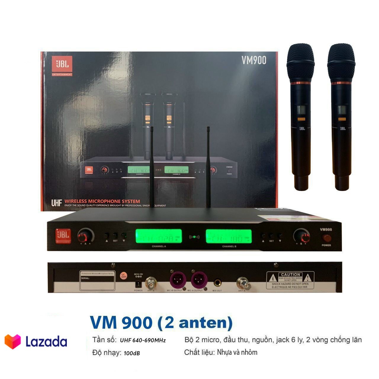 ( XẢ KHO ) Mic Không Dây JBL VM 900 Bắt Giọng Nhẹ, Chống Hú Cực Tốt, Tự Ngắt Thiết Kế Đẹp, Sử Dụng Tốt Cho Karaoke Gia Đình, Dàn Karaoke Kinh Doanh, Sân Khấu, Phòng Trà, Phù Hợp Cho Mọi Chất Giọng, 2 Antent Thu Sóng Khỏe.