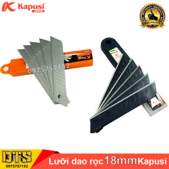 Bộ 10 lưỡi dao rọc đa năng thép Nhật Kapusi JAPAN 18mm, lưỡi dao rọc giấy, lưỡi dao trổ cao cấp siêu sắc cắt giấy rọc băng keo thùng bìa, lưỡi dao thay thế, lưỡi dao đa năng, lưỡi dao bảng lớn có rãnh bẻ tái sử dụng