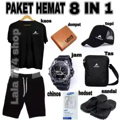 SUPER BIG SALE FASHION PRIA 8 IN 1 CELANA CHINO PENDEK PRIA / KAOS PRIA / DOMPET / JAM WATERSISIST ANTI AIR / HANDSET / TOPI / TAS / SANDAL BEBAS UKURAN