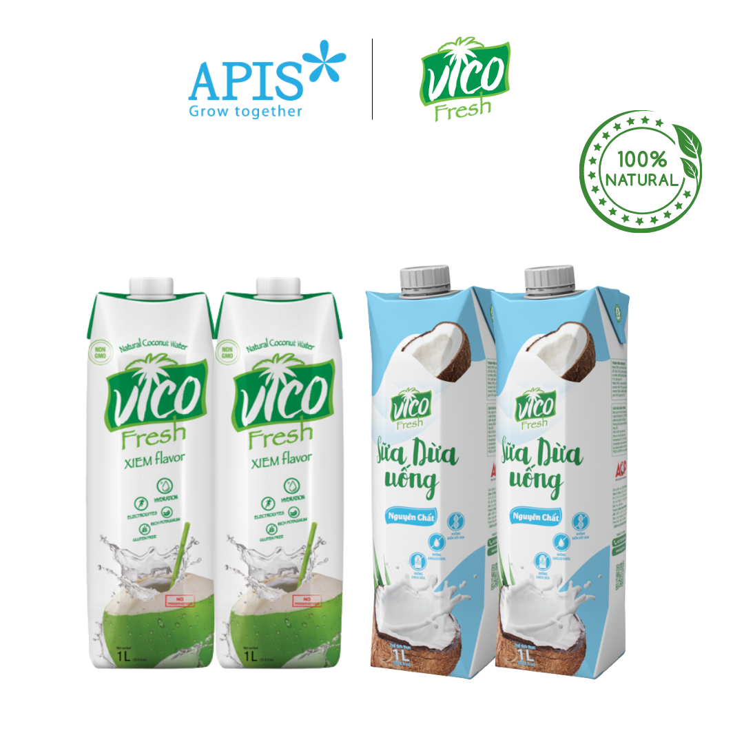 Combo 4 hộp nước dừa vico fresh 1l