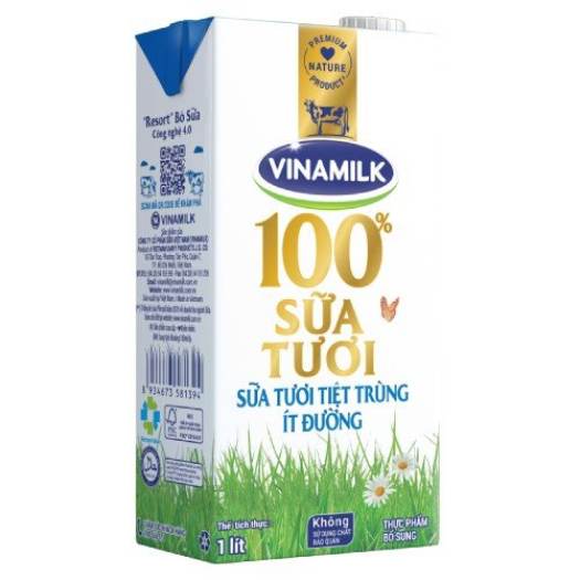 Sữa tươi VINAMILK 100% con bò ít đường hộp 180ml (48 hộp/thùng) -BH Chú Hoài